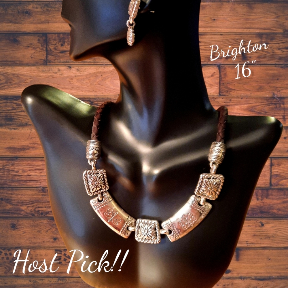 Vintage BRIGHTON Vintage Silver Plated Embossed Link Necklace